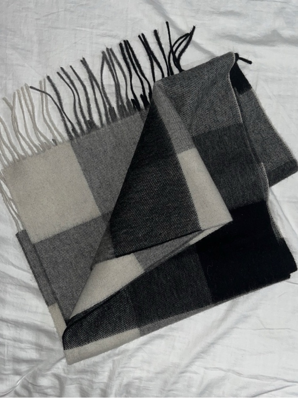 Monochrome Gray White Black Check Scarf - Classic Winter Accessory